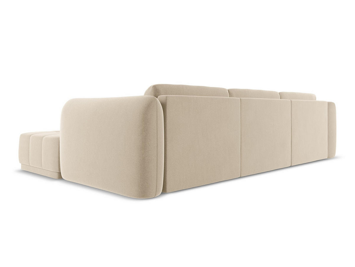 ECKSOFA Rechts Samt Stoff Beige - Beige/Creme, Kunststoff/Textil (290/170cm) - Makamii
