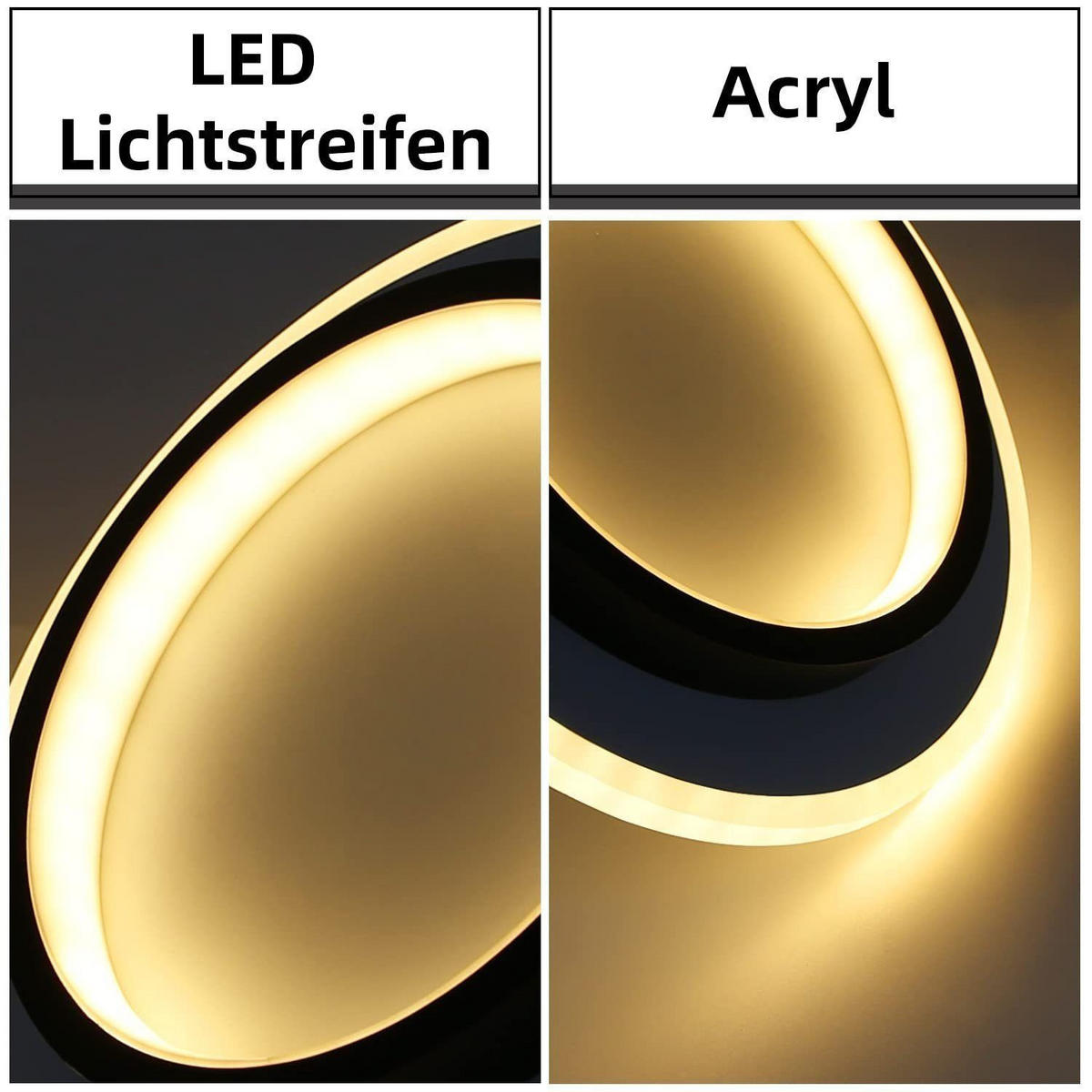 LED-DECKENLEUCHTE Harmonie 23.5/23.5/7 cm - Schwarz/Weiß, Kunststoff (23.5/23.5/7cm) - Nettlife