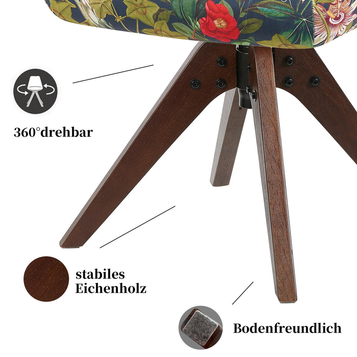 ARMLEHNSTUHL Mika-Finn 2er-Set - Nussbaumfarben/Multicolor, Eichenholz/Holz (60/82/61cm) - DUBI Möbel