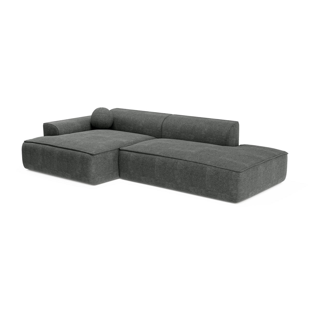 ECKSOFA LINKS Rastergewebe Anthrazitgrau 260cm - Dunkelgrau/Anthrazit, Textil (155/260cm) - Sia Home