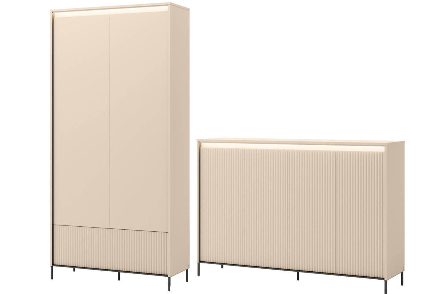 Meblini Garderobe Beige, Schwarz 254x210x40 cm