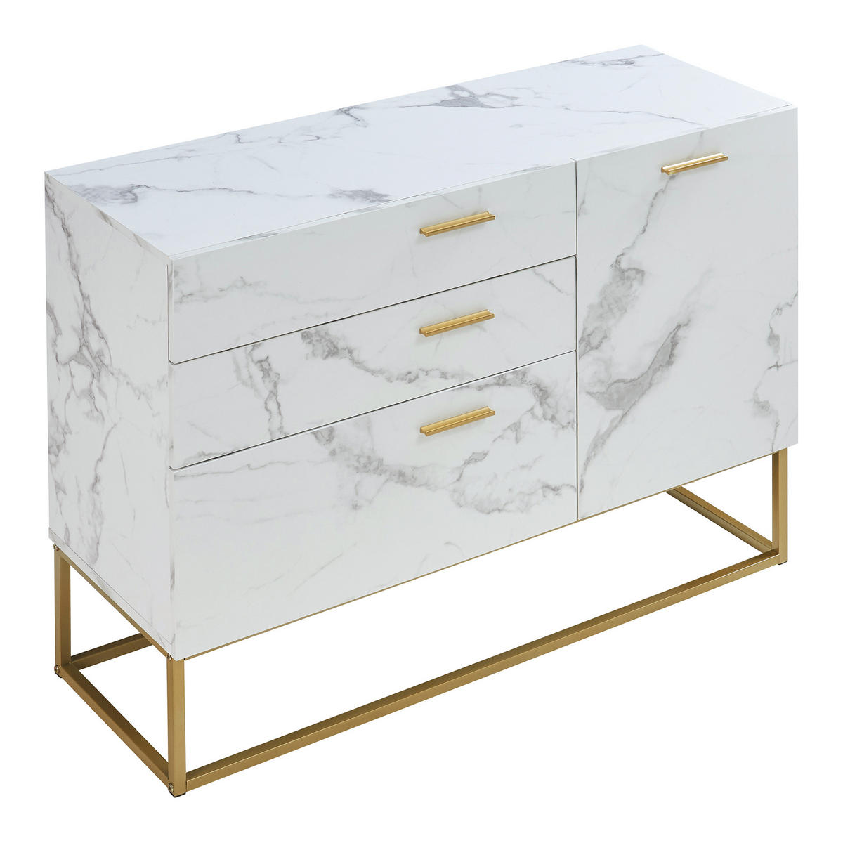 SIDEBOARD Lavangen - Goldfarben/Weiß, Holzwerkstoff/Metall (100/75/35cm) - [en.casa]