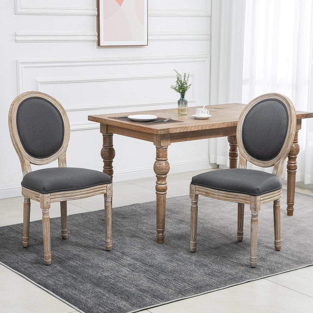 MATSALSSTOLAR, 2-set, skumgummi, grå naturlig - Naturfärgad/Grå, Trä/Textil (56/96/49cm) - HOMCOM