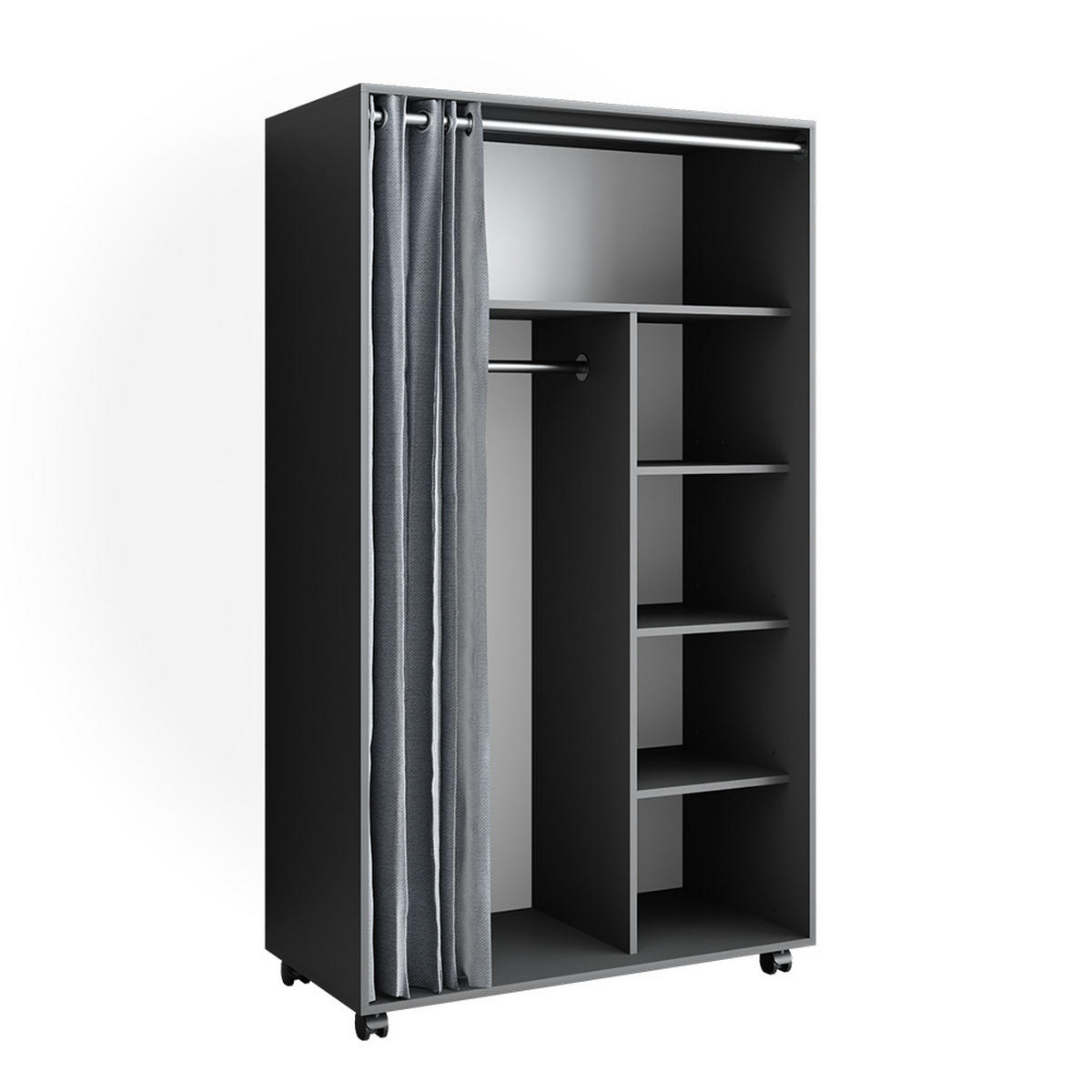 KLEIDERSCHRANK Doros Grau 100 x 168 cm - Grau, Holzwerkstoff (100/168/50cm) - Vicco