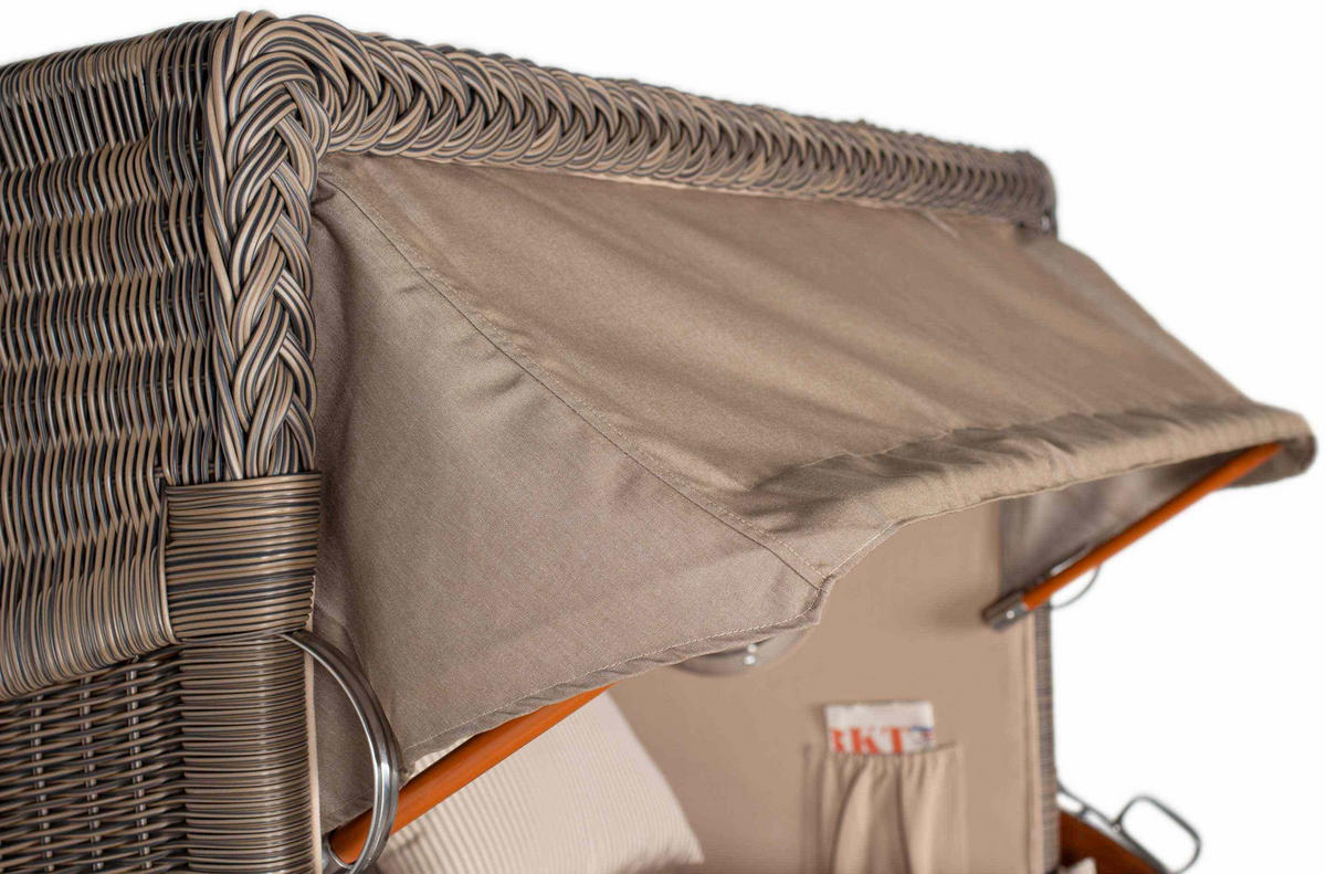 STRANDKORB 2-Sitzer Düne Mahagoni - Taupe/Braun, Holz/Metall (125/170/80cm) - Mr. Deko