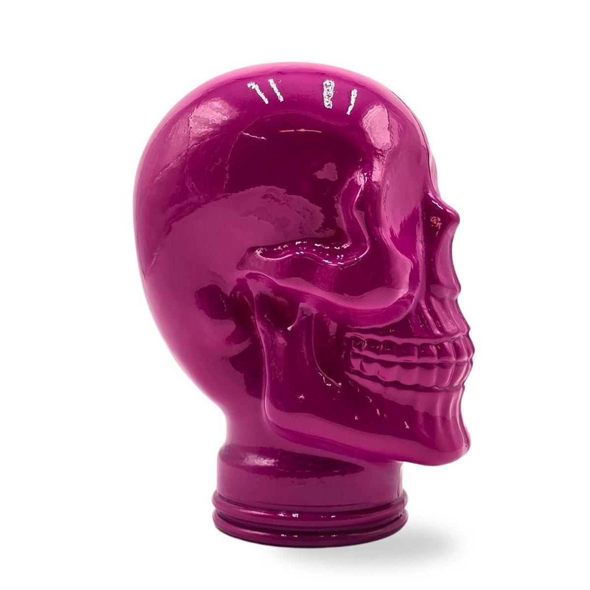 KOPFHÖRERSTÄNDER TOTENKOPF Glas OP2 pink - Pink, Glas (19/26/19cm) - DESIGN DELIGHTS