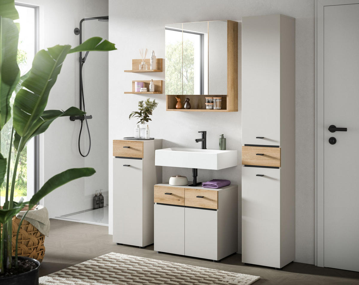 WASCHBECKENUNTERSCHRANK Aqua Kaschmir 60/35/56 cm - Beige, Holzwerkstoff (60/56/35cm) - Xonox