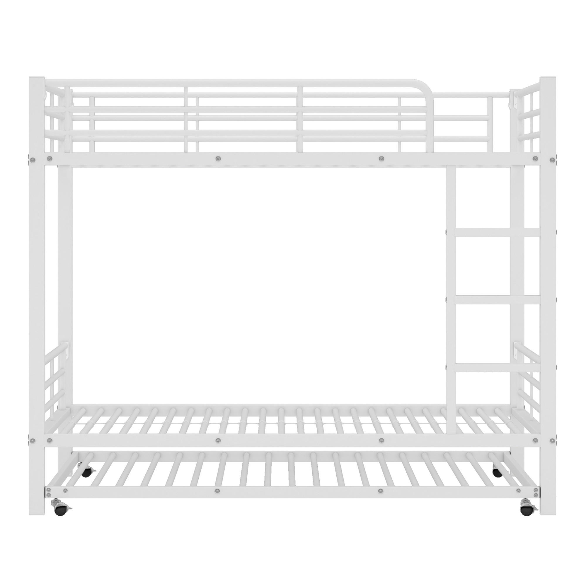 ETAGENBETT 90x200cm&90x190cm mit Ausziehbett in Weiß - Weiß, Metall (90/200cm) - KOMHTOM