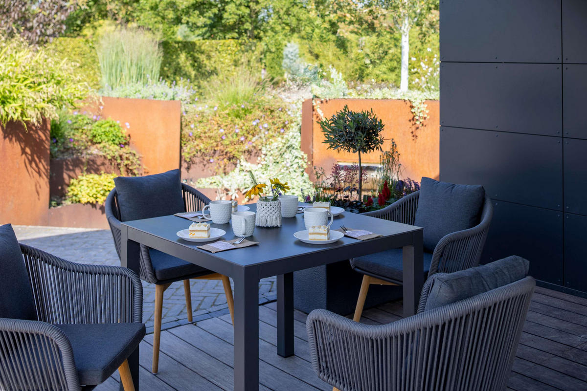 GARTENTISCH Tarifa - Schwarz, Metall (90/90/76cm) - Mr. Deko