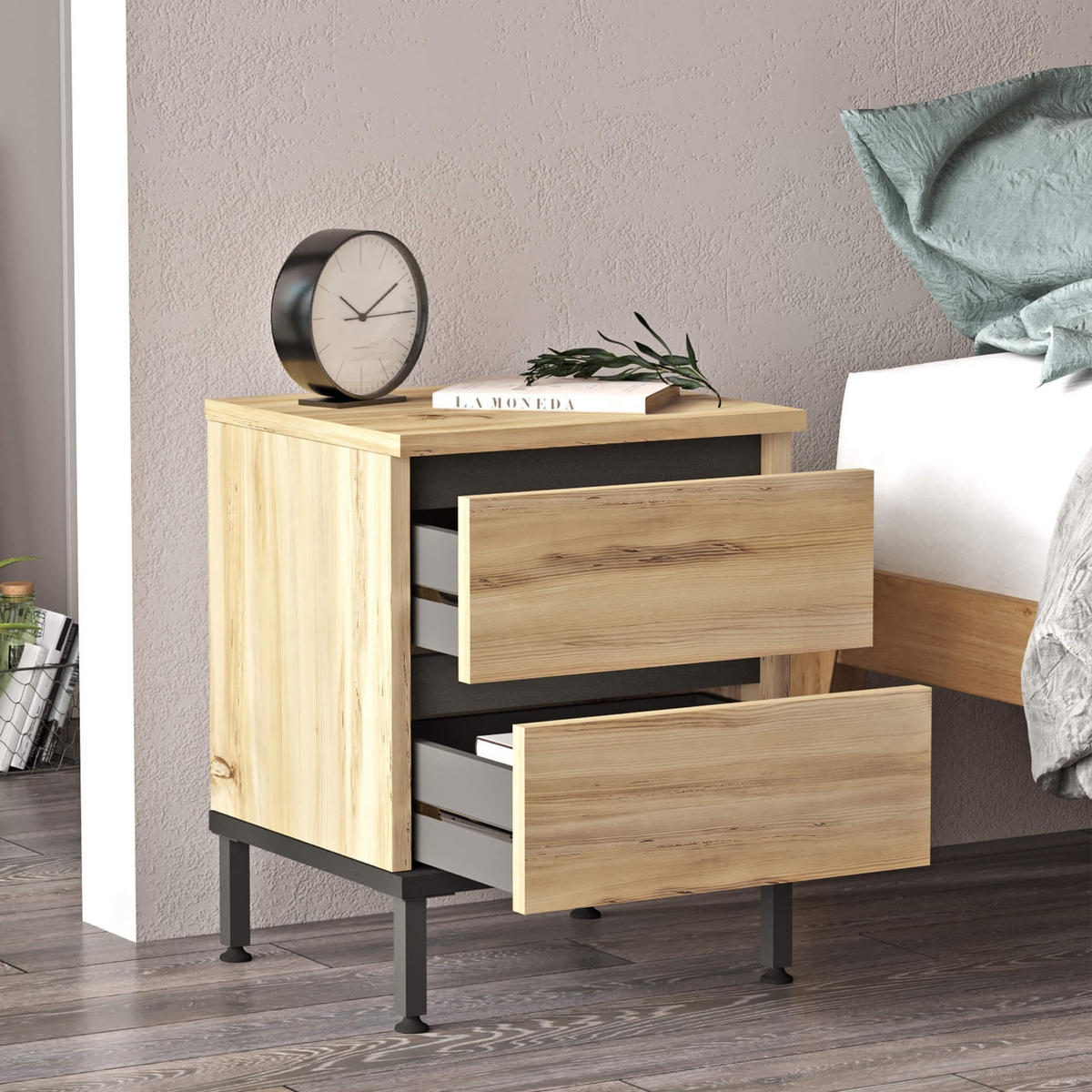 NACHTTISCH 40/35,5/49 cm - Beige, Holz (40/49/35.5cm) - Mobili Rebecca