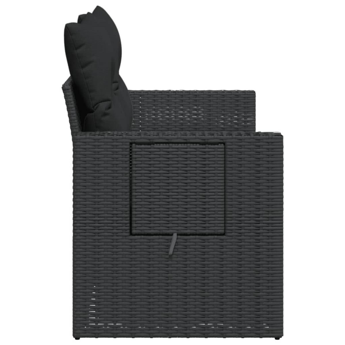 GARTENSOFA Mit Kissen 2-Sitzer Schwarz Poly Rattan - Schwarz, Kunststoff (124/69/62cm) - vidaXL