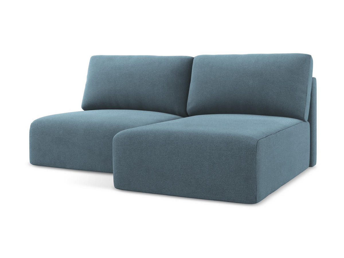 ECKSOFA mit Schlaffunktion rechts Strukturstoff Stoff Blau - Blau/Schwarz, Kunststoff/Textil (210/149cm) - Makamii