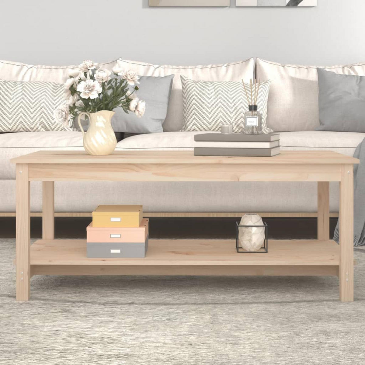 COUCHTISCH 110x55x45 cm Massivholz Kiefer - Braun, Holz (110/55/45cm) - furnicato
