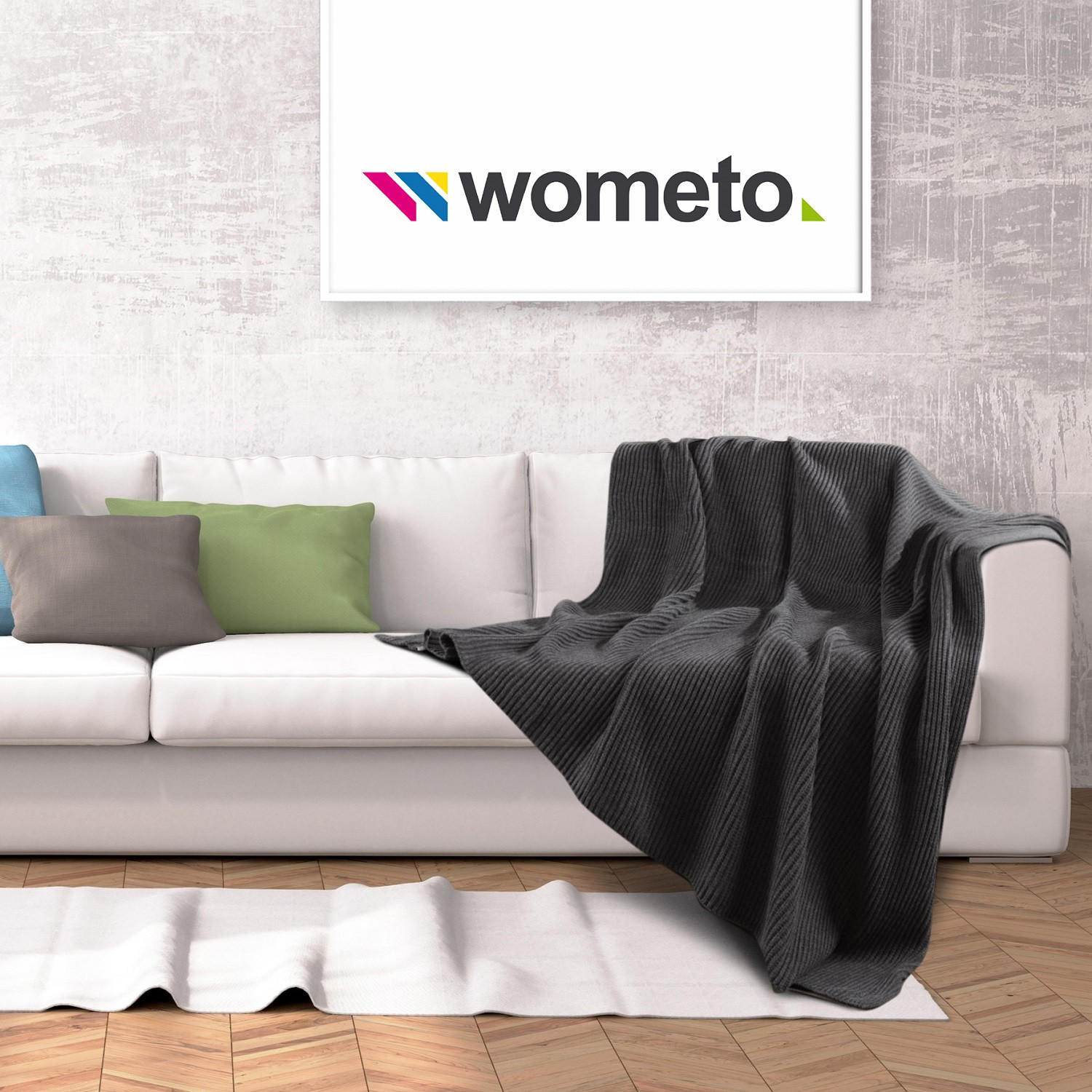 STRICKDECKE eco-line dunkelgrau 140/190 cm aus 60% recycelten Materialien - Dunkelgrau, Textil (140/190cm) - wometo