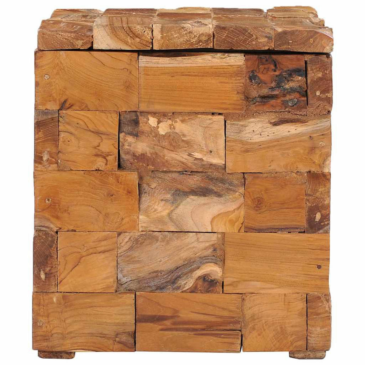 HOCKER Mit Stauraum Massivholz Teak - Braun, Holz (40/45/40cm) - vidaXL