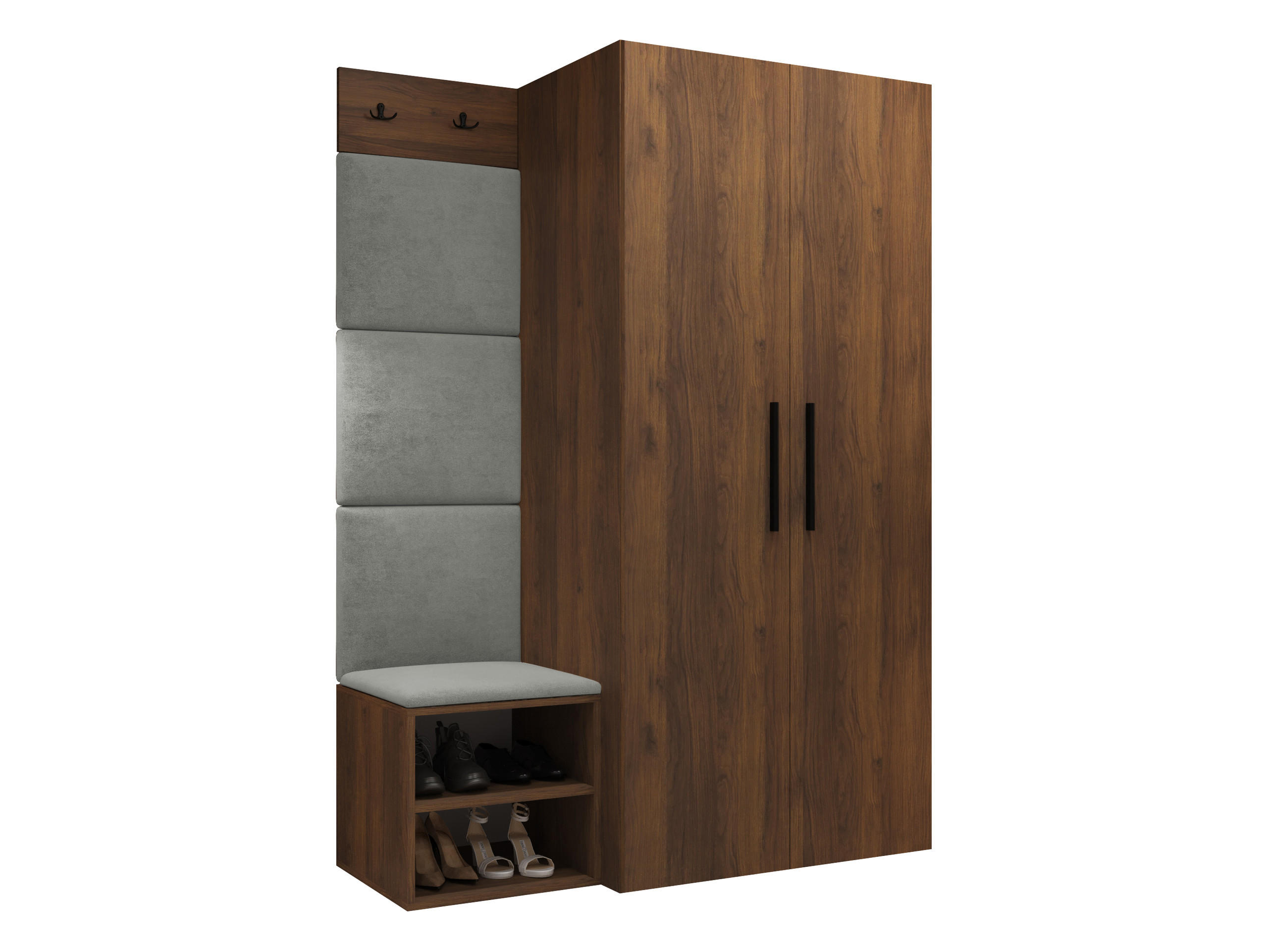 Mirjan24 Garderoben-Set Grau, Nussbaum 80x191x50 cm