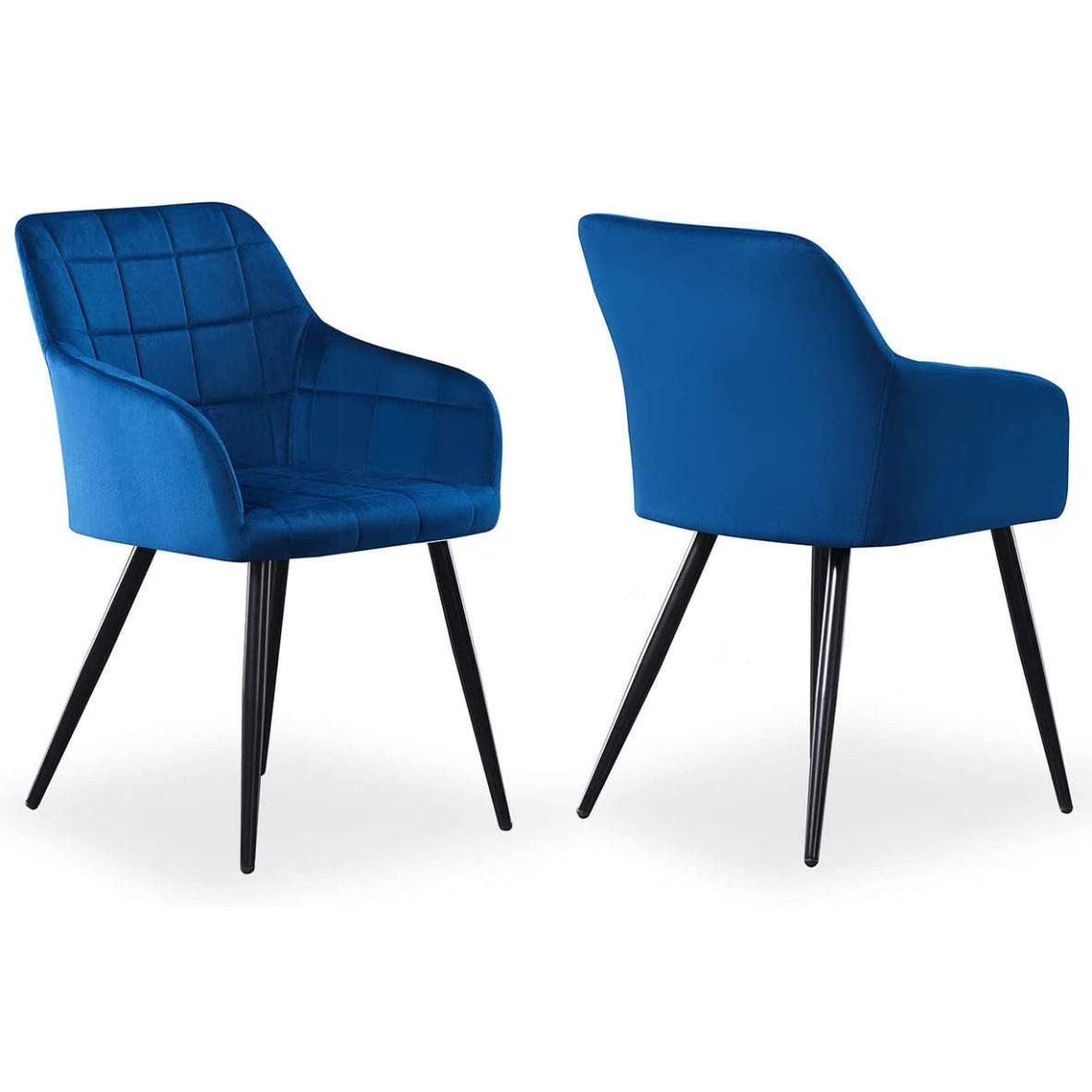ESSZIMMERSTUHL Samt 2-teilig Blau - Blau, Metall (55/82/59cm) - Life Interiors