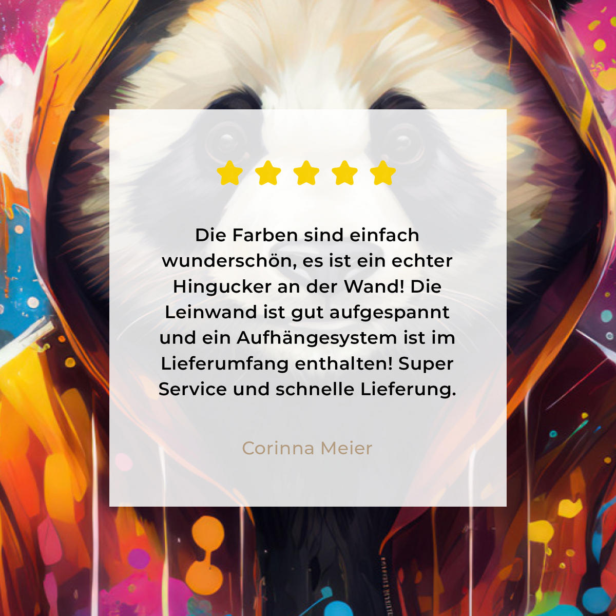 LEINWANDBILD Panda - Jacke - Graffiti - Orange 90x60 cm - Orange, Textil (90/60cm) - MuchoWow