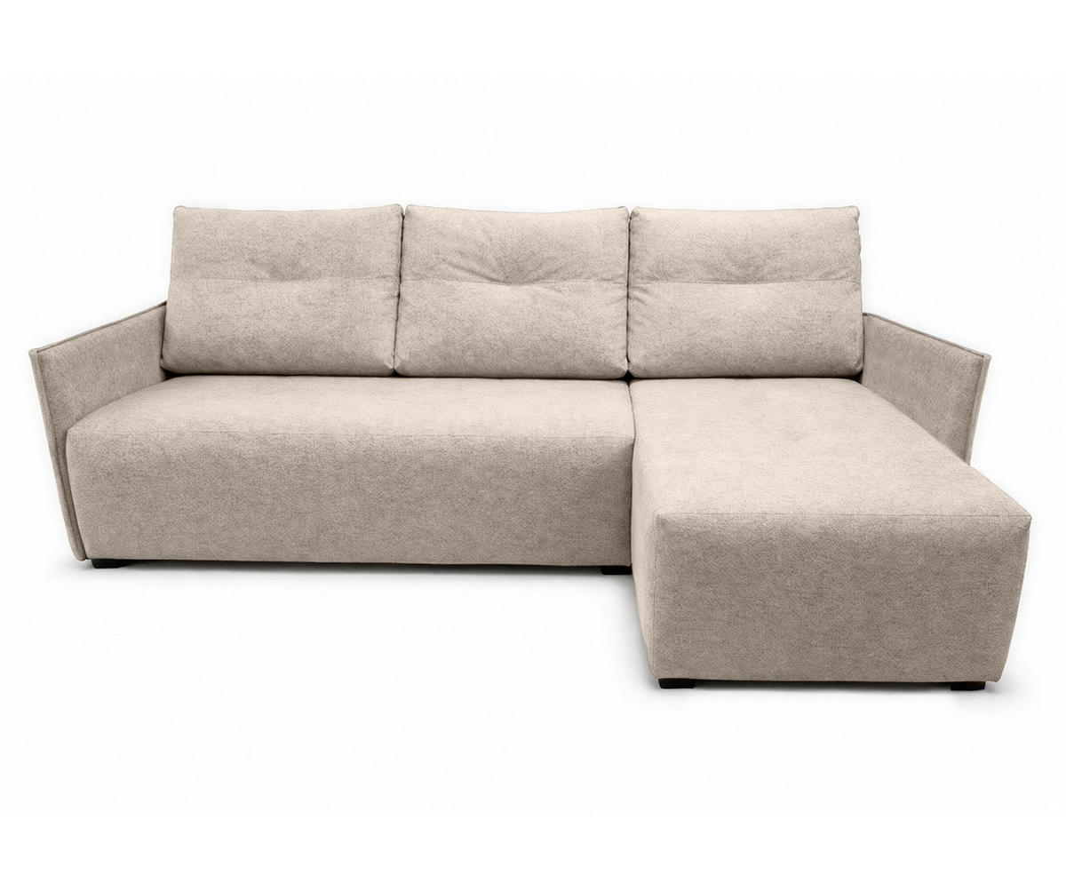 ECKSOFA L Form Damascus Beige 212/143/88 cm Rechts mit Schlaffunktion - Beige/Schwarz, Kunststoff/Textil (212/143cm) - AX Living