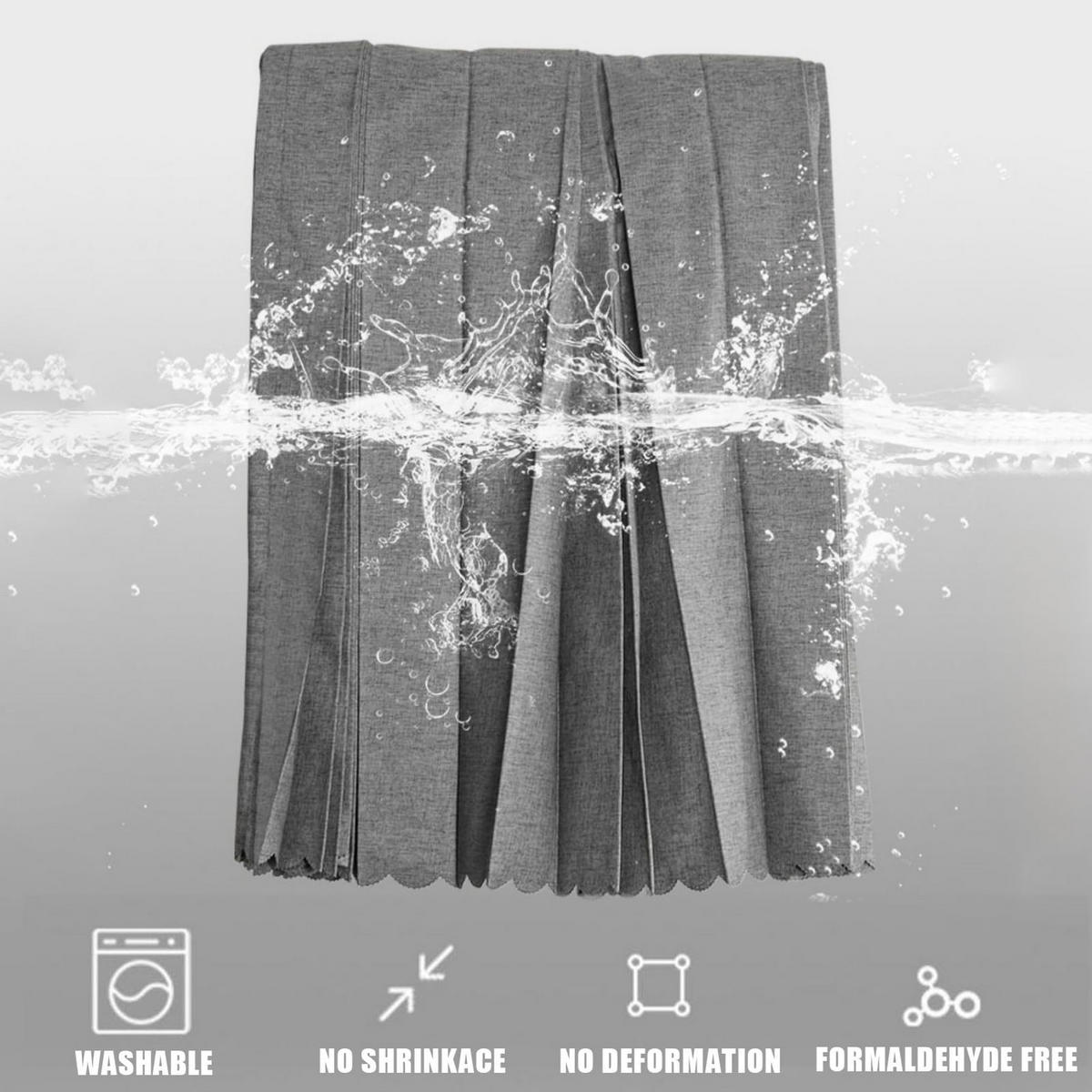 DUSCHVORHANG Grau 220 x 200 cm magnetisch faltbar Leinen schimmelresistent mit Haken - Grau, Textil (220/200cm) - MCBOSON