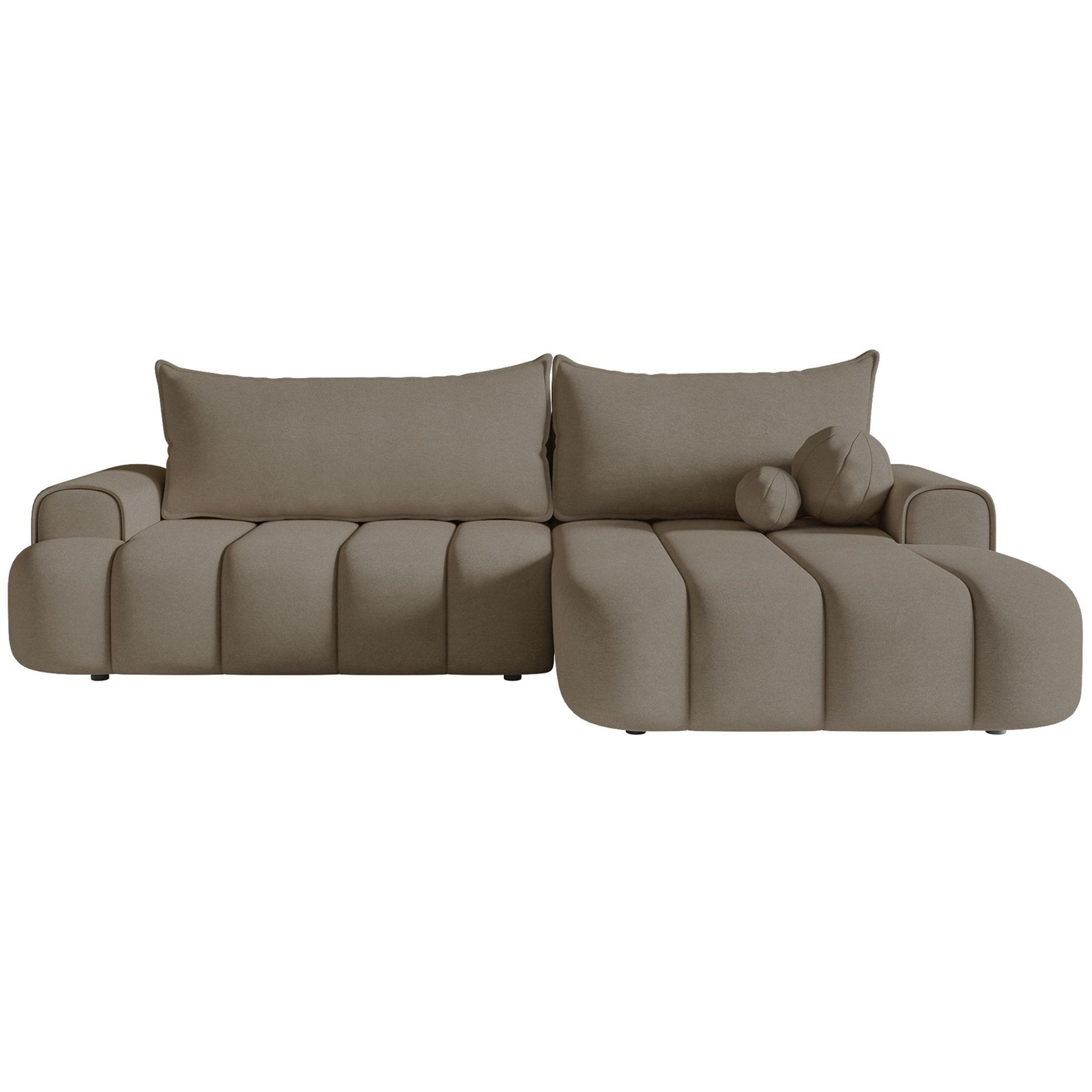 ECKSOFA Dandelino Dunkelbeige mit Samtbezug, rechts - Beige/Schwarz, Kunststoff/Textil (275/168cm) - Selsey