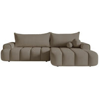 ECKSOFA Dandelino Dunkelbeige mit Samtbezug, rechts - Beige/Schwarz, Kunststoff/Textil (275/168cm) - Selsey