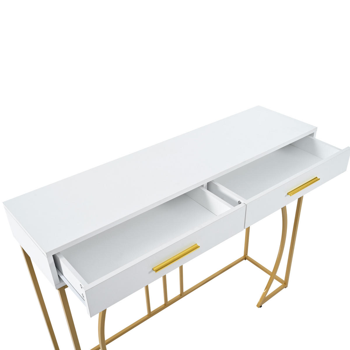 KONSOLENTISCH Golden und Weiß 110/32/85CM - Weiß, Holzwerkstoff/Metall (110/32/85cm) - Urban Meuble