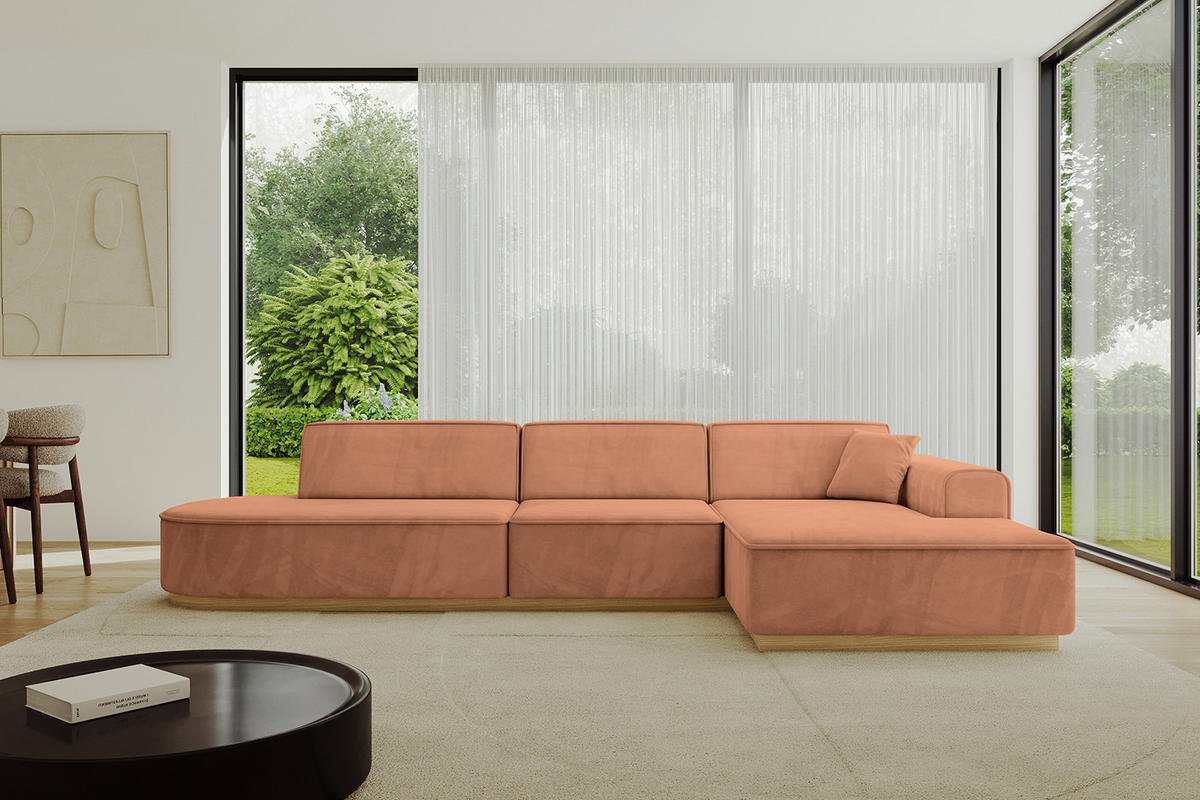 ECKSOFA Ottomane Rechts IREA-L2-v2 - 328x171x83 cm Koralle - Koralle, Holzwerkstoff/Textil (171/328cm) - ALTDECOR