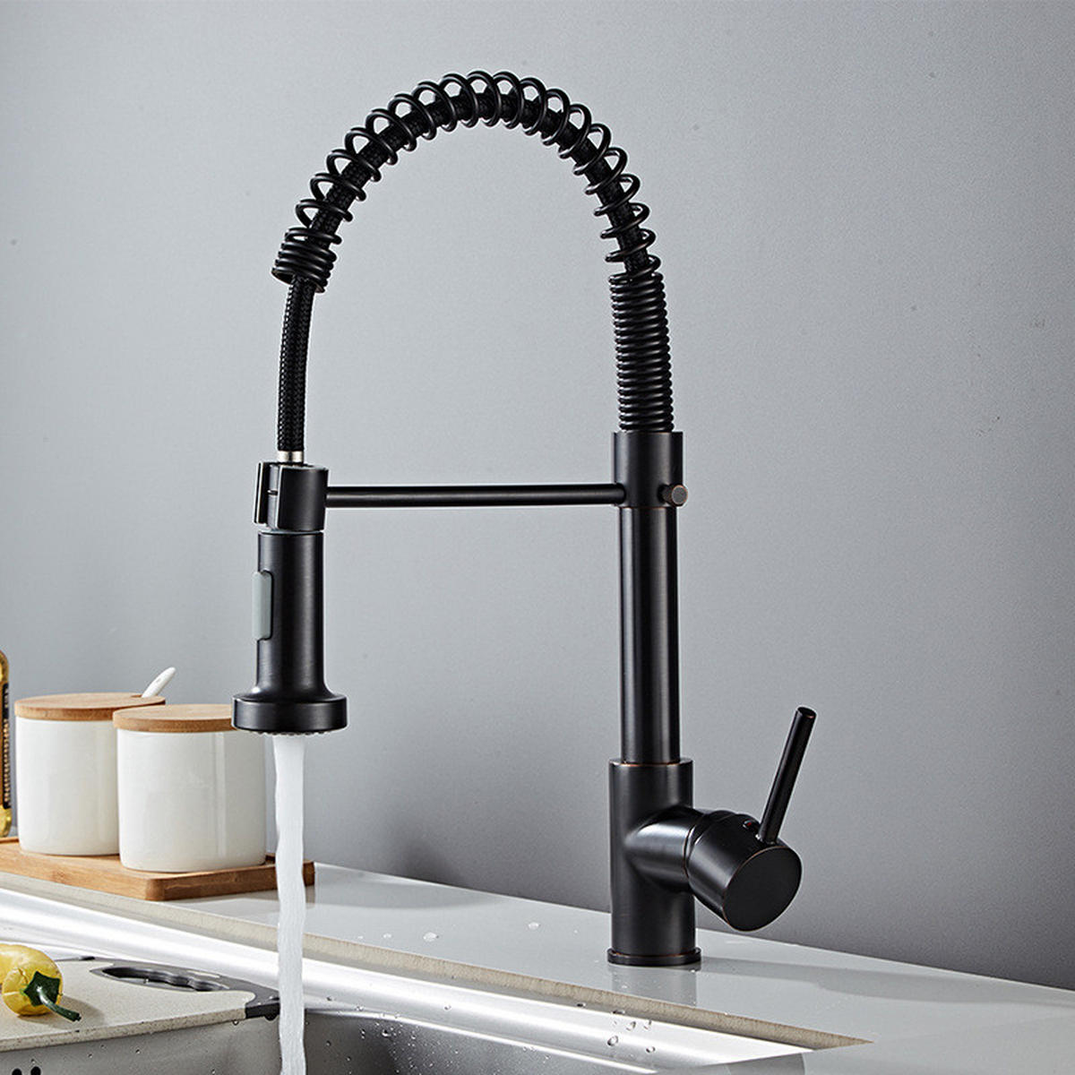 BADEZIMMERARMATUR mit Schlauch,44cm hoch, schwarz. - Schwarz, Metall (57/6/27cm) - Vallsero