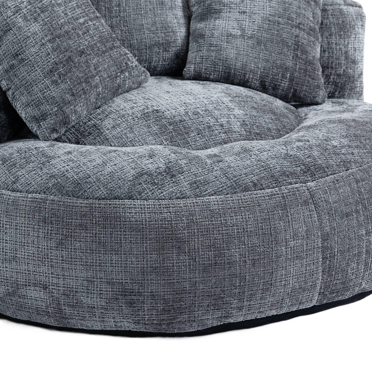 SITZSACK Chenille, Sofa mit 3 extra Kopfkissen,Grau - Grau, Textil (108/52/108cm) - LVHOM