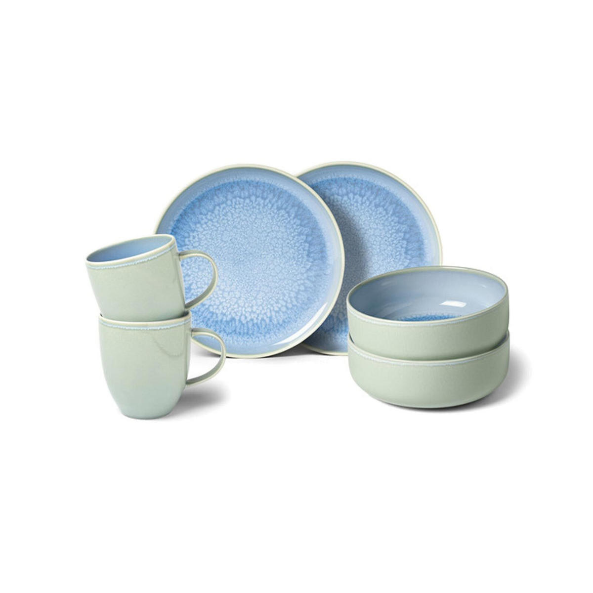 FRÜHSTÜCKS-SET Crafted Blueberry türkis 6er Set - Türkis, Keramik (1/1/1cm) - like.Villeroy & Boch