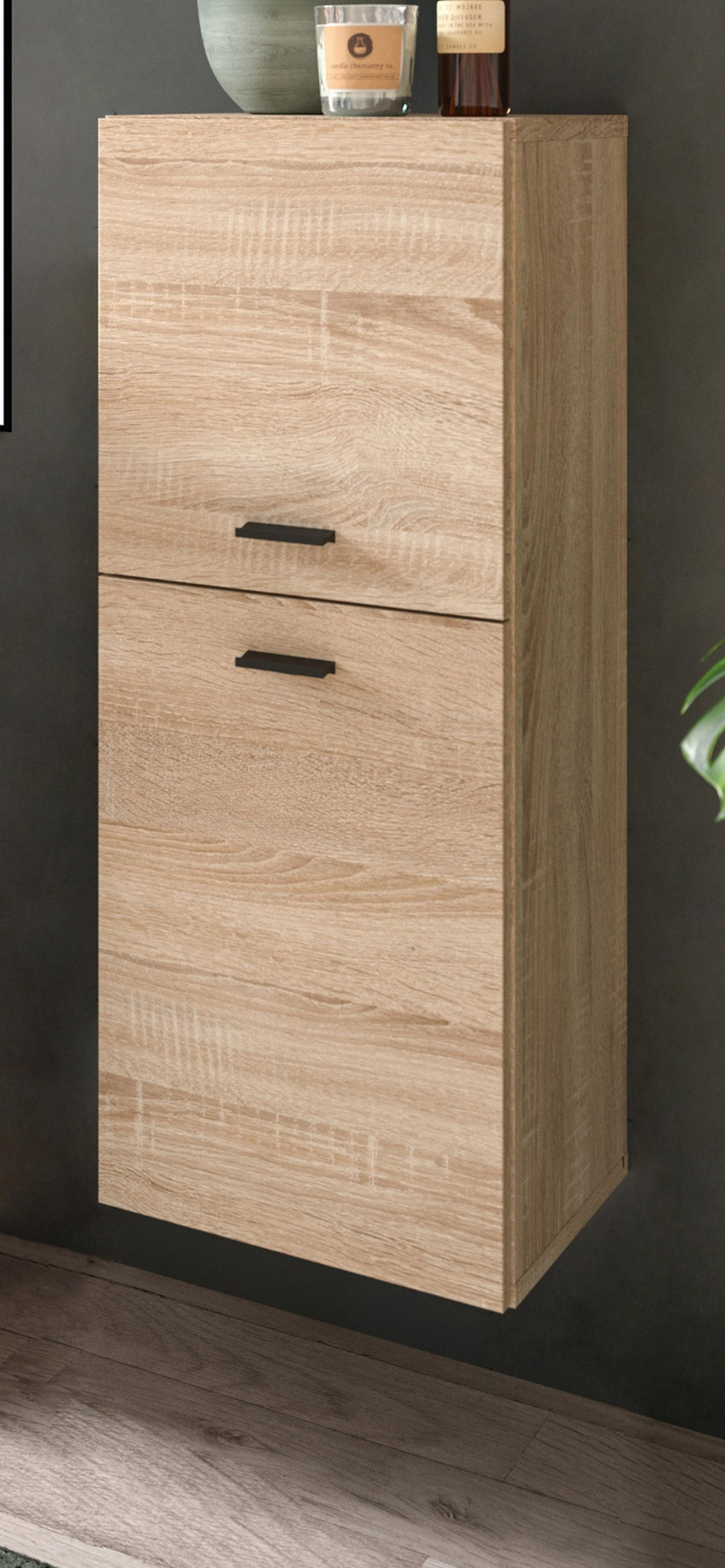KOMMODE Eiche 30 cm, Badschrank hängend oder stehend - Eichefarben/Schwarz, Holzwerkstoff/Kunststoff (30/80/29cm) - Inn.Furn