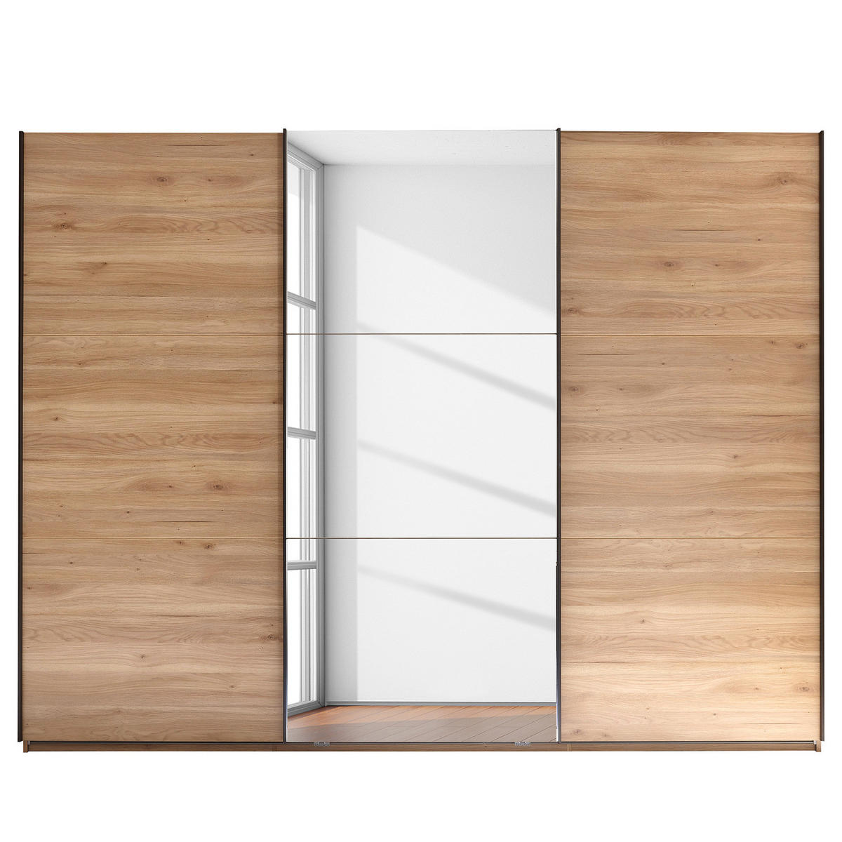 SCHWEBETÜRENSCHRANK - Eiche Mauvella Dekor - Eichefarben/Grau, Holzwerkstoff/Metall (270/210/60cm) - home24
