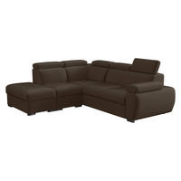 ECKSOFA Boston 2RR1P, Seite: Links PUFAP+R+1P(65)+2R - Silberfarben/Braun, Holz/Textil (260/230cm) - MIRJAN24