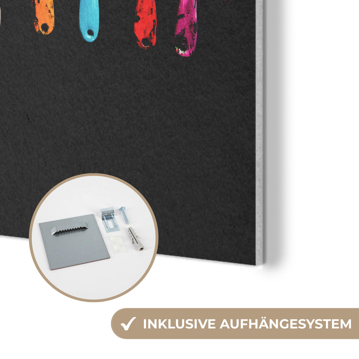 AKUSTIKBILD Löffel - Gewürze - Modern - Graffiti - Farbe - Farbenfroh Kunstdruck Schlafzimmer 50x70 cm - Multicolor, Kunststoff (50/70/0.9cm) - MuchoWow
