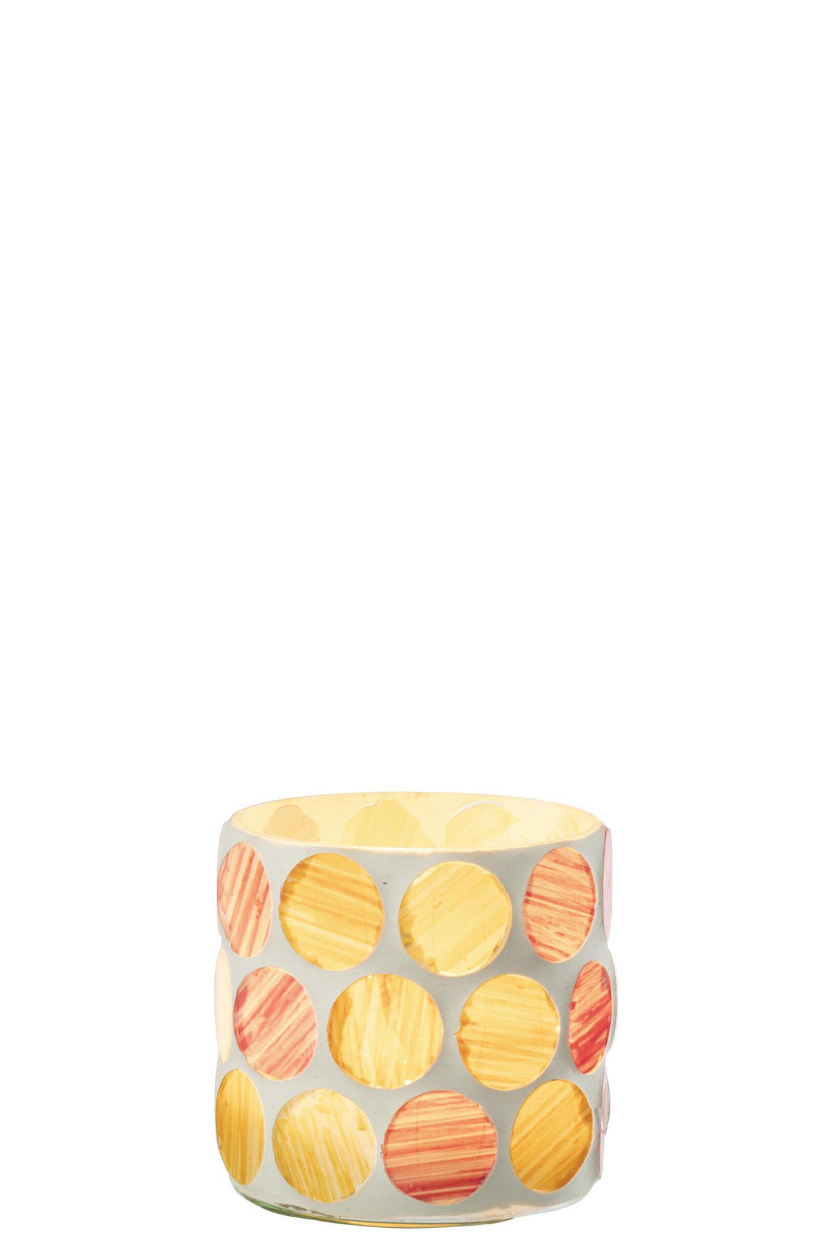 KERZENSTÄNDER GEBROCHENES Weiß - Pink, Glas (7.5/7.5cm) - J-Line