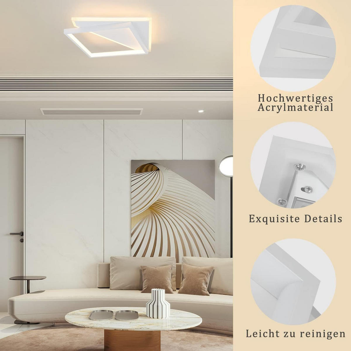 LED-DECKENLEUCHTE Alexander 48/48/6 cm - Weiß, Metall (48/48/6cm) - Nettlife
