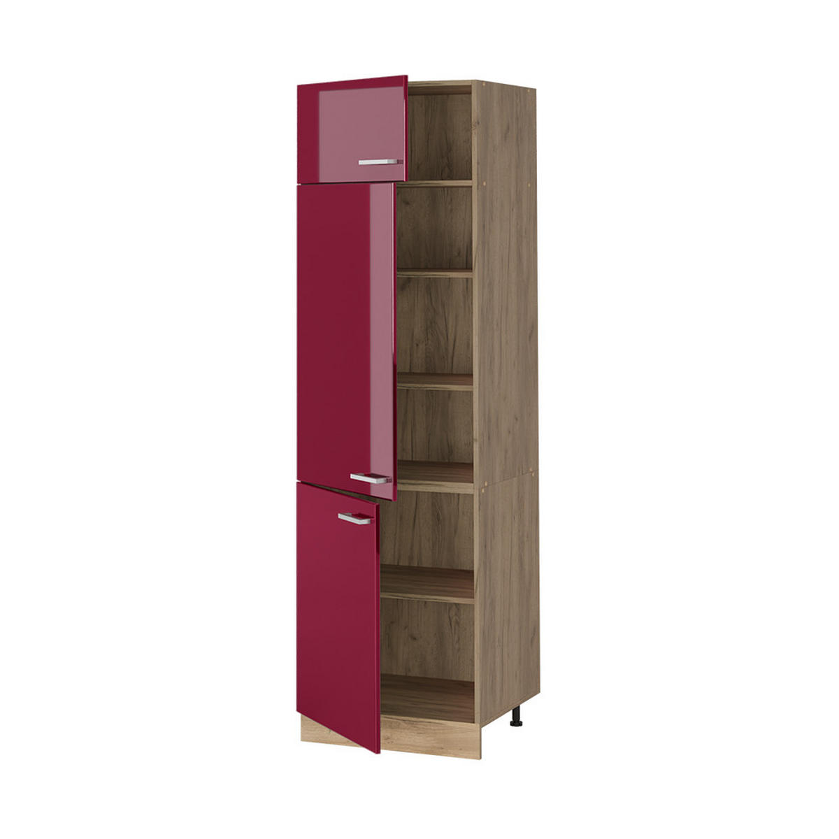 DULAP ÎNALT R-Line, Roșu lucios ridicat/Stejar auriu, 60 cm - stejar miere/roșu, compozit lemnos (60/206.8/57.2cm) - Vicco