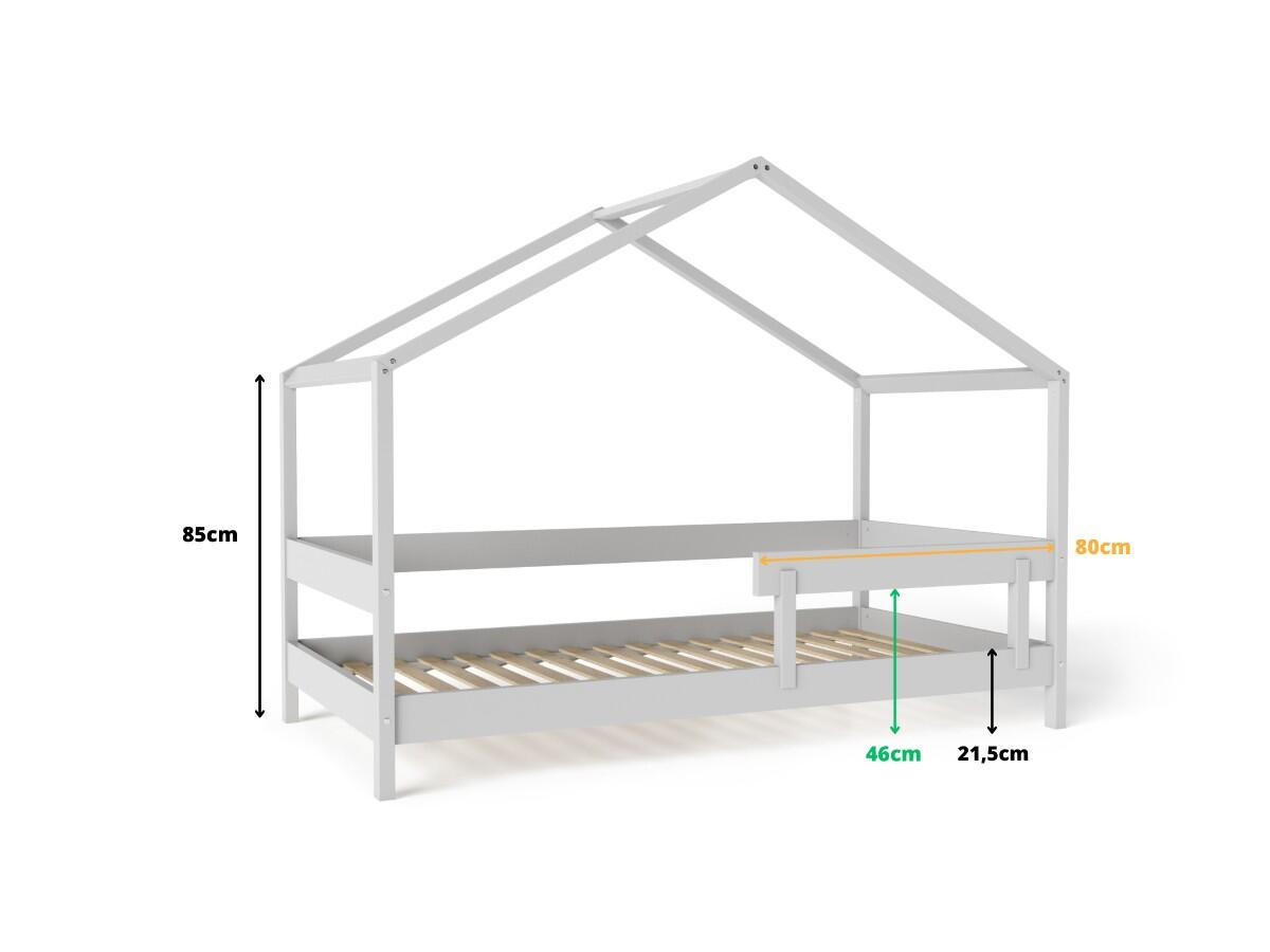 HAUSBETT HYTTE Hellgrau 89x169x135 cm - Hellgrau, Holz - FURNLUX