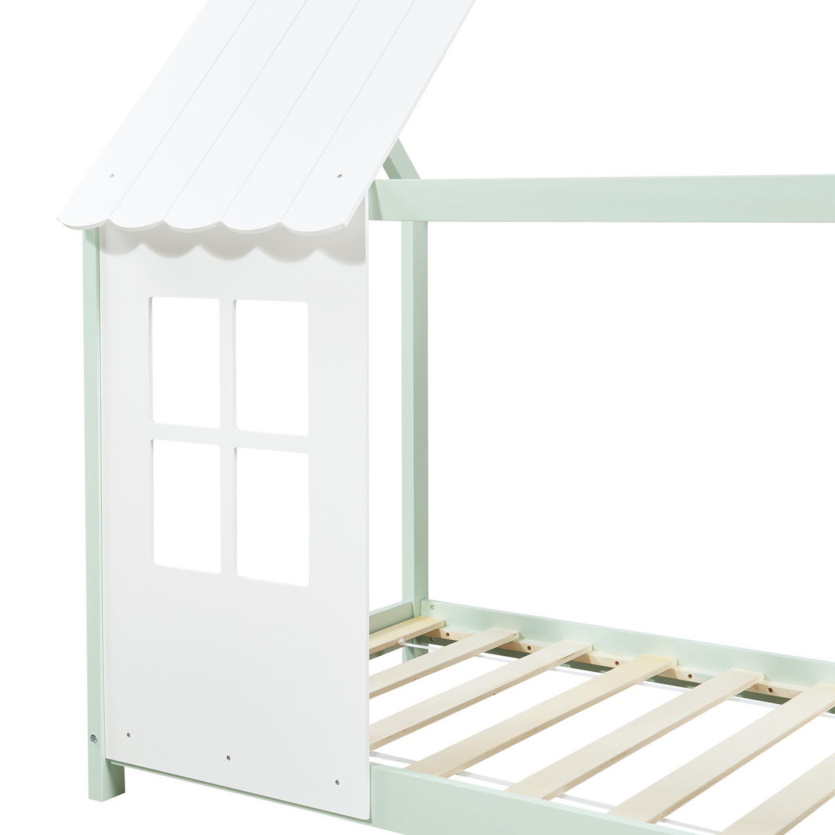 HAUSBETT Tostedt - Weiß/Mintgrün, Holz (90/200cm) - [en.casa]