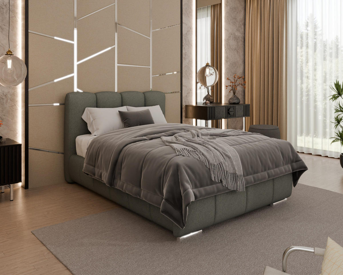 POLSTERBETT Zaira 120x200cm – Elegantes Polsterbett für modernen Wohnstil , ohne matratze, grau - Grau, Holz (90/200cm) - Homesy