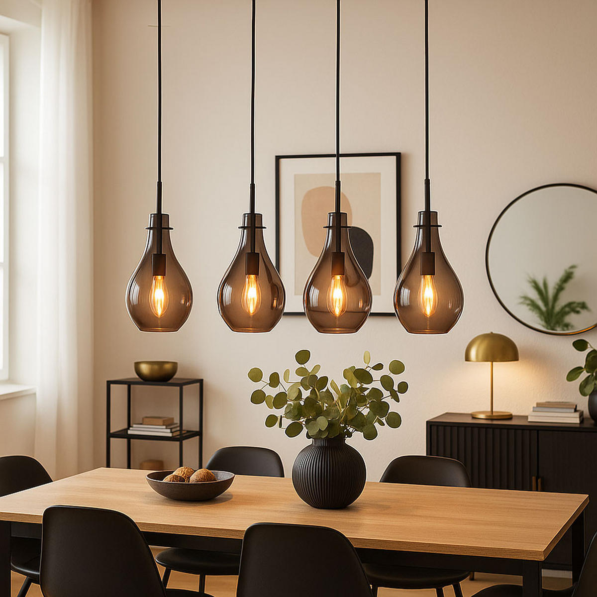 HÄNGELEUCHTE FLIPS Glas Grau Rauchoptik - Grau, Glas (110/18/120cm) - Globo Lighting