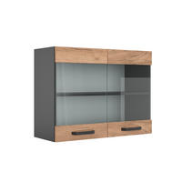 KÜCHENGLASSCHRANK R-Line Goldkraft Eiche 80 cm - Anthrazit/Eiche Wotan, Holzwerkstoff (80/60/31cm) - Vicco