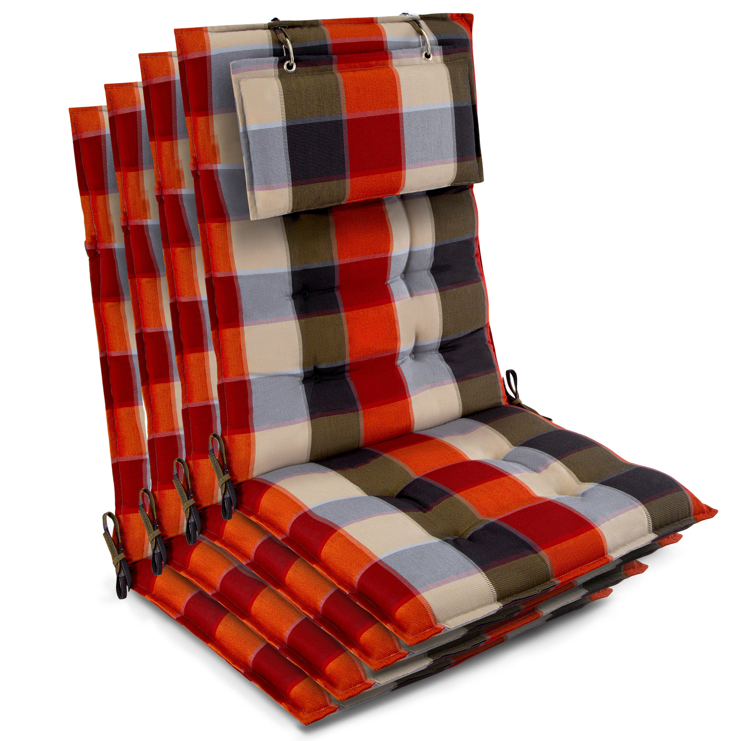 HOCHLEHNER Sun-HL 119x50x8cm Orange-Beige-Kariert (4tlg) - Orange, Textil (50/120cm) - Beautissu 