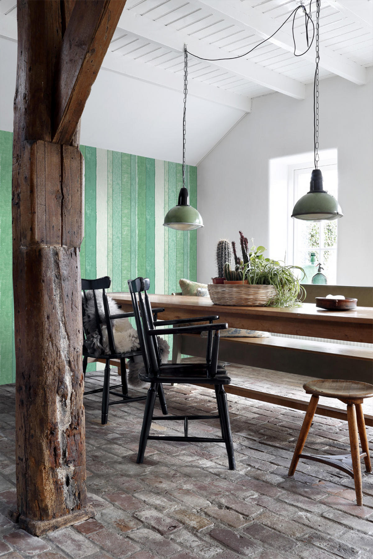 TAPETE Holz-optik 53 cm x 10.05 m - Grün, Papier (53/1000cm) - ESTAhome