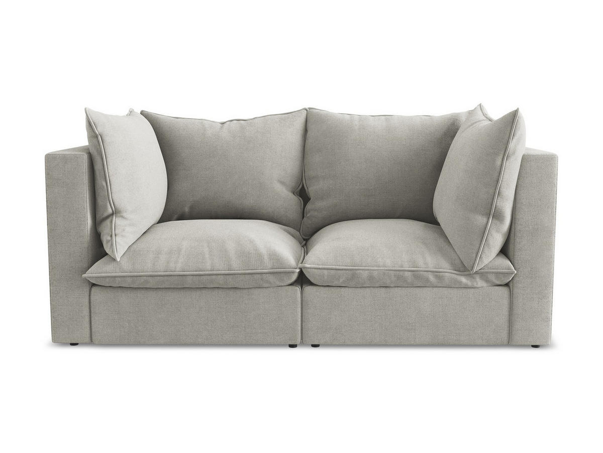 2-SITZER SOFA Strukturstoff Grau - Hellgrau/Schwarz, Holzwerkstoff/Kunststoff (180/77/90cm) - Makamii