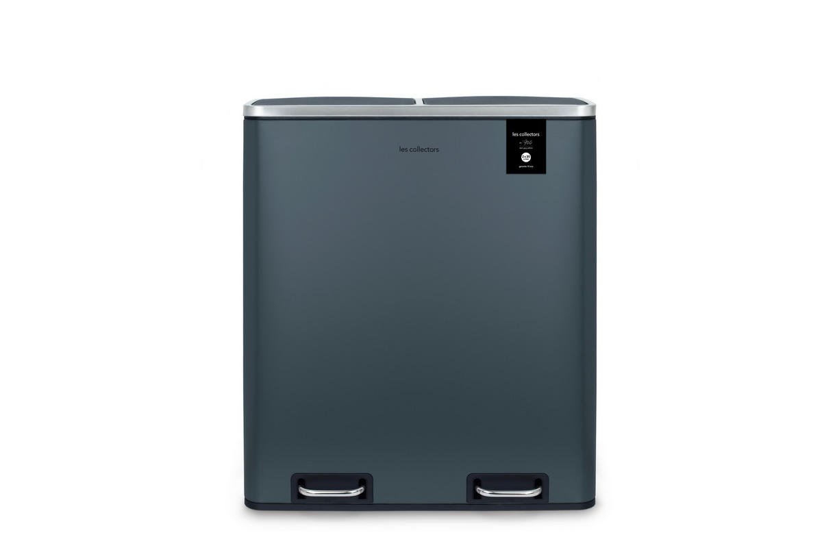 RECYCLINGMÜLLEIMER 60L, 2x30L Behälter-blau grau N°906 - Blaugrau, Metall (58.5/65/36cm) - Les Collectors