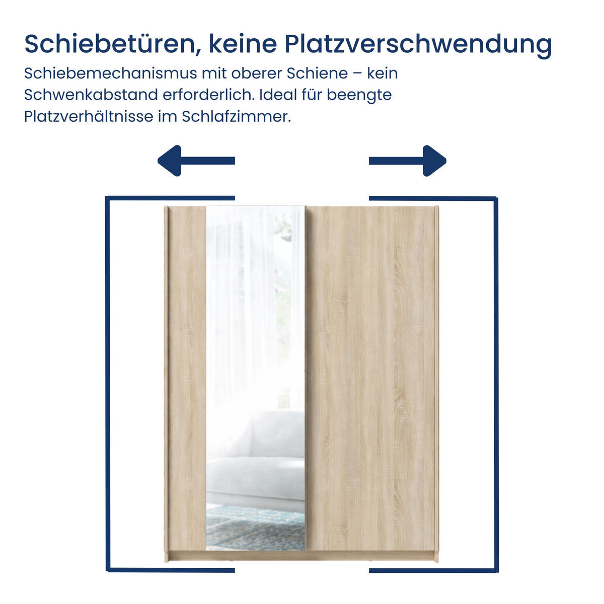 SCHWEBETÜRENSCHRANK 2-Türen 180 cm mit Spiegel in Sonoma - Sonoma Eiche, Holzwerkstoff (62/198.5/180.6cm) - Home Collective