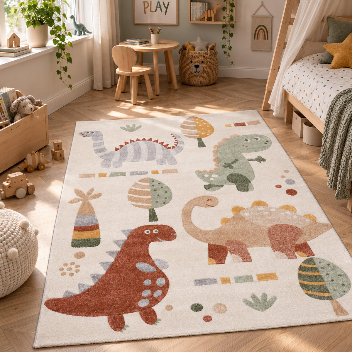 KINDER TEPPICH MAUI KIDS DINOS - Creme, Textil (140/200cm) - Pergamon