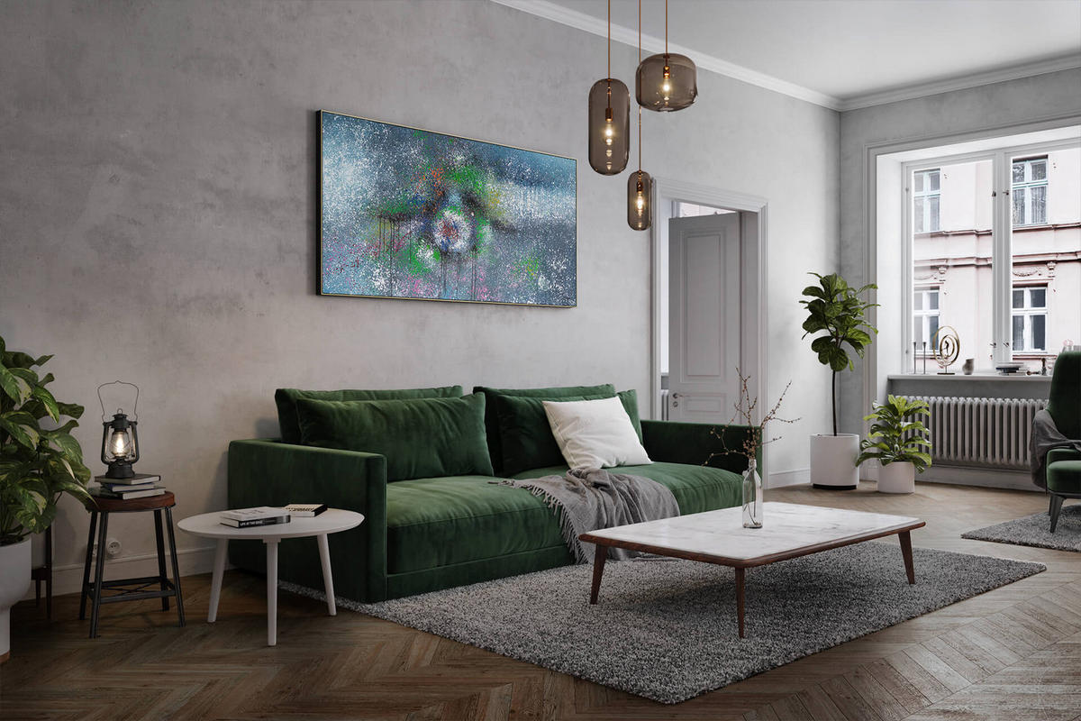 ÖLGEMÄLDE XXL Grün 200/100 cm - Grün, Holz/Textil (6.68/100cm) - KUNSTLOFT